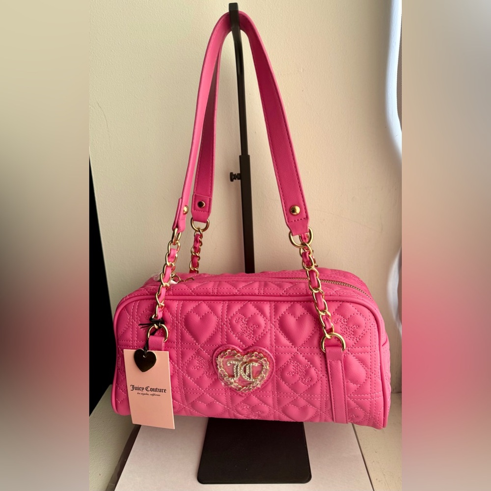 Juicy Couture Chain My Heart Pink Quilted Women's Bag